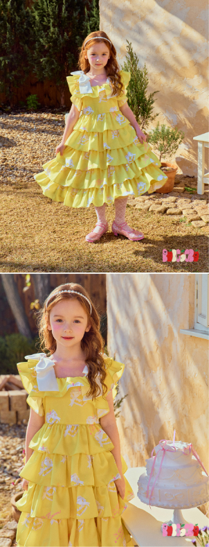 BEBEBEBE BIRTHDAY EDITION 2025 Birthday sleeveless Ribbon frill dress (YELLOW)
