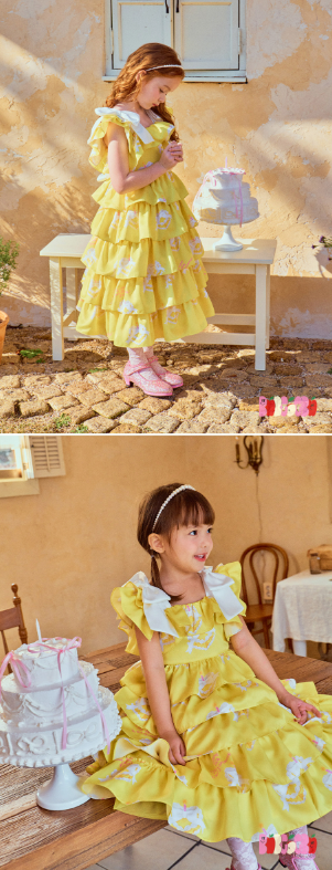 BEBEBEBE BIRTHDAY EDITION 2025 Birthday sleeveless Ribbon frill dress (YELLOW)