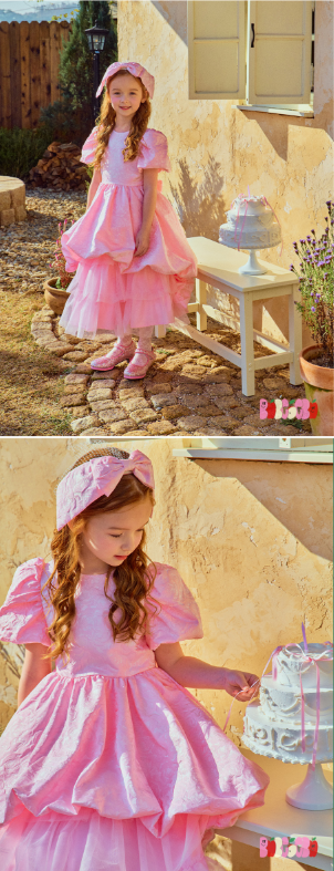 BEBEBEBE BIRTHDAY EDITION 2025 Birthday rose puff dress + sha skirt (PINK)