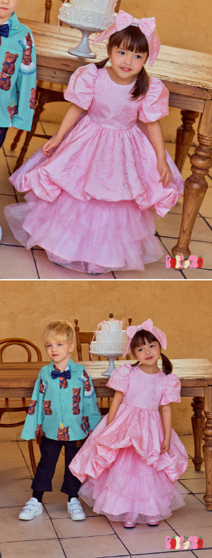 BEBEBEBE BIRTHDAY EDITION 2025 Birthday rose puff dress + sha skirt (PINK)