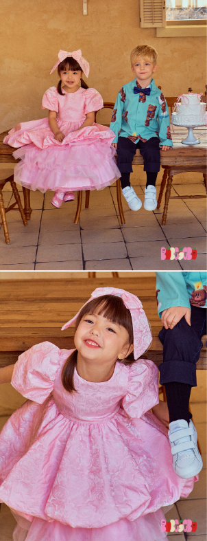 BEBEBEBE BIRTHDAY EDITION 2025 Birthday rose puff dress + sha skirt (PINK)