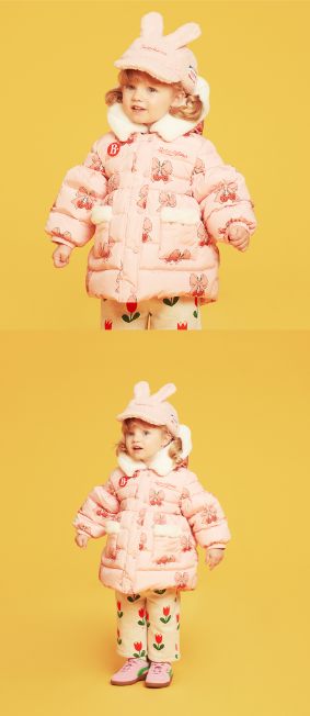 BEBE DE PINO All over ribbon cherry baby duck down jumper