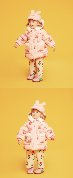 BEBE DE PINO All over ribbon cherry baby duck down jumper