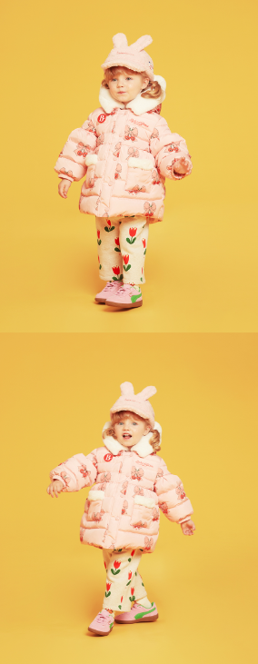 BEBE DE PINO All over ribbon cherry baby duck down jumper