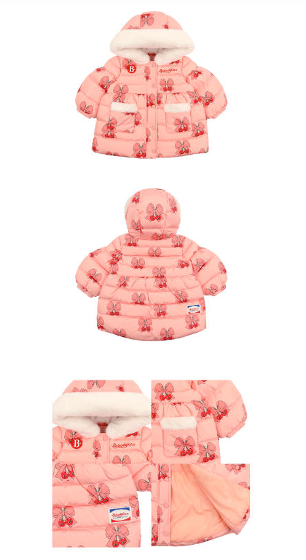 BEBE DE PINO All over ribbon cherry baby duck down jumper