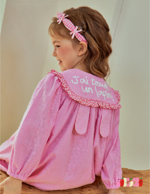 BEBEBEBE 2025 SPRING 2ND PRE ORDER Check ribbon headband (PINK)