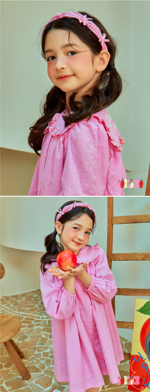 BEBEBEBE 2025 SPRING 2ND PRE ORDER Check ribbon headband (PINK)
