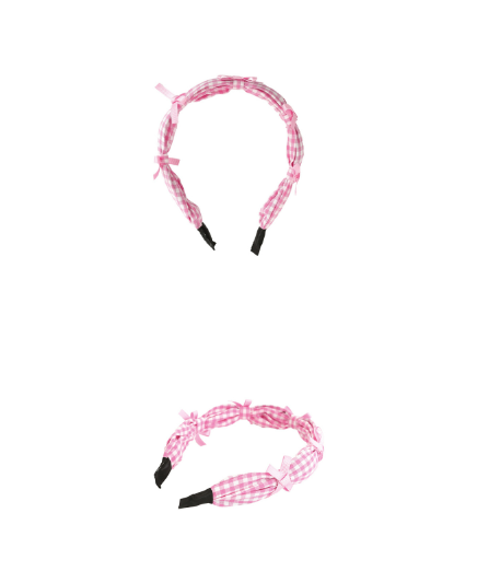 BEBEBEBE 2025 SPRING 2ND PRE ORDER Check ribbon headband (PINK)