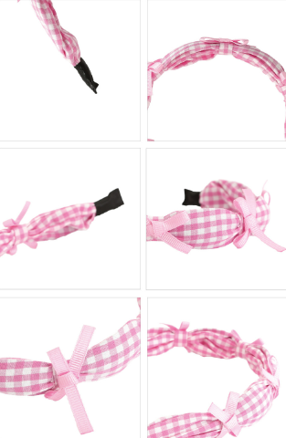 BEBEBEBE 2025 SPRING 2ND PRE ORDER Check ribbon headband (PINK)