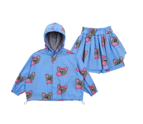 BEBEBEBE 2025 SPRING 2ND PRE ORDER Bubblegum cat hood jacket SET (BLUE)