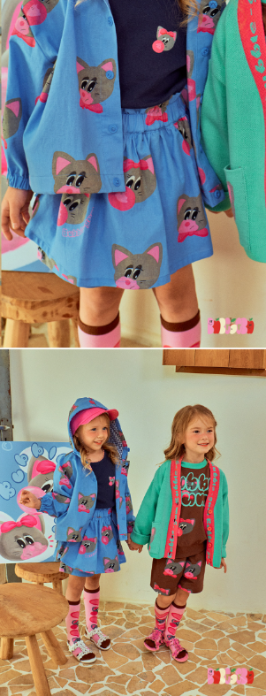 BEBEBEBE 2025 SPRING 2ND PRE ORDER Bubblegum cat hood jacket SET (BLUE)