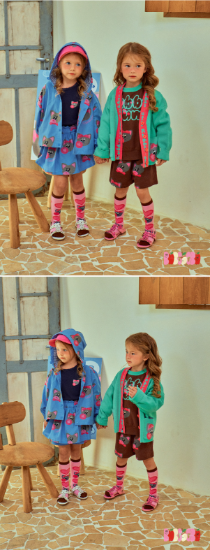 BEBEBEBE 2025 SPRING 2ND PRE ORDER Bubblegum cat hood jacket SET (BLUE)