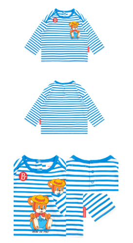 BEBE DE PINO Benny bear baby stripe long sleeve tee