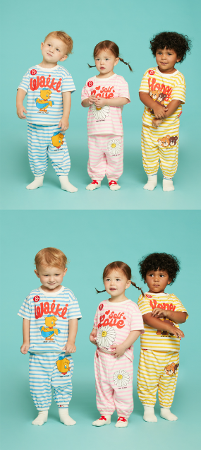 BEBE DE PINO Honey bear stripe loungewear set
