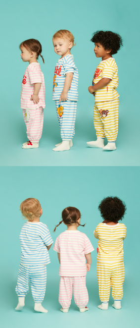 BEBE DE PINO Honey bear stripe loungewear set