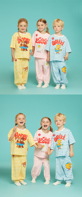BEBE DE PINO Honey bear stripe loungewear set