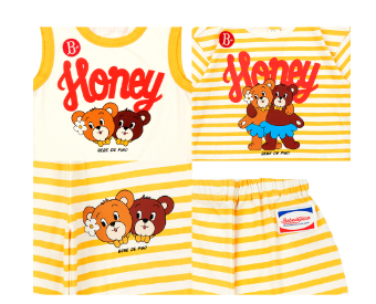 BEBE DE PINO Honey bear stripe loungewear set