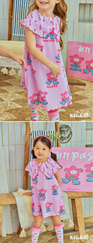 BEBEBEBE Summer pre order boots flower pleats dress