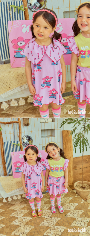 BEBEBEBE Summer pre order boots flower pleats dress