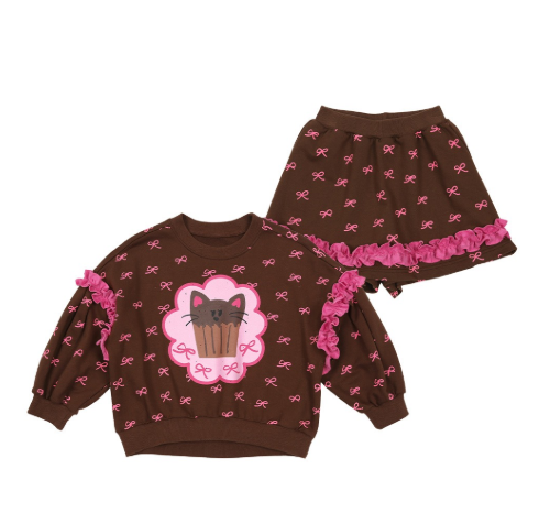 BEBEBEBE FALL Ribbon cat cupcake frill training SET (BROWN)