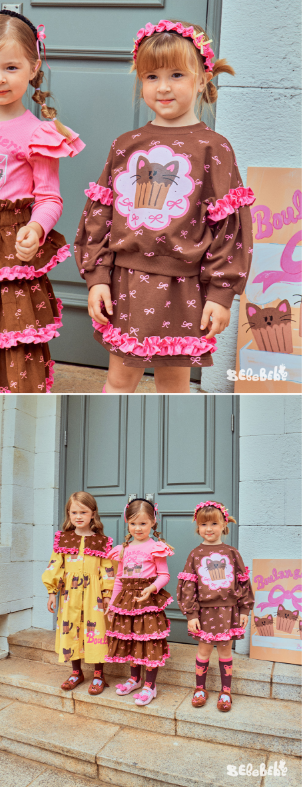 BEBEBEBE FALL Ribbon cat cupcake frill training SET (BROWN)