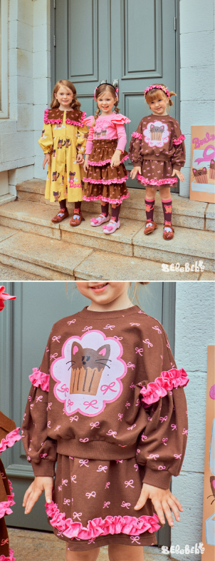 BEBEBEBE FALL Ribbon cat cupcake frill training SET (BROWN)