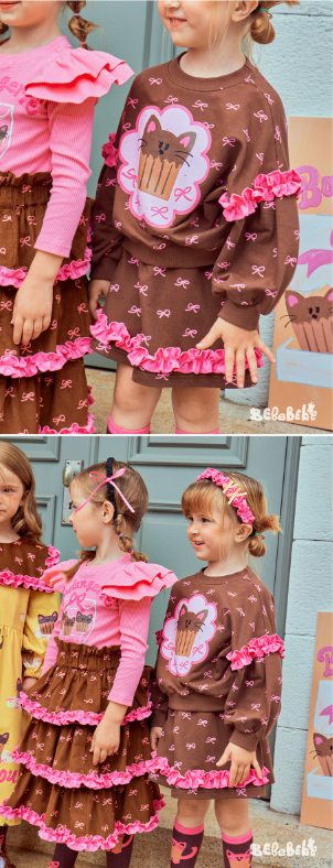 BEBEBEBE FALL Ribbon cat cupcake frill training SET (BROWN)