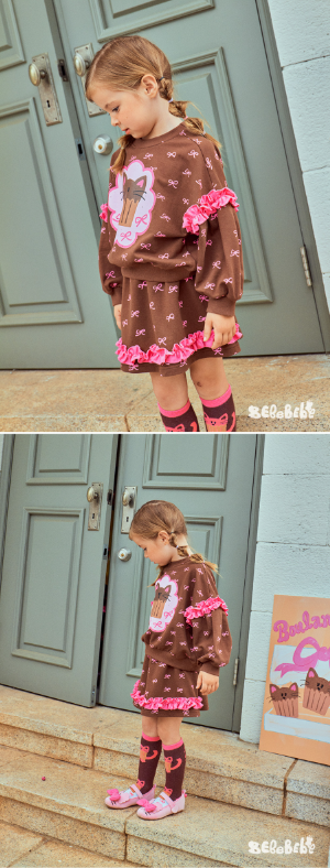 BEBEBEBE FALL Ribbon cat cupcake frill training SET (BROWN)