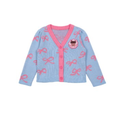 BEBEBEBE Ribbon cat cupcake knit cardigan (BLUE)