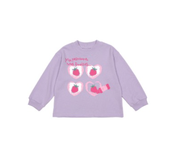 BEBEBEBE FALL Doodle heart strawberry t-shirt (LAVENDER)
