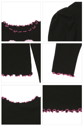 BEBEBEBE FALL Doodle heart strawberry frill leggings SET (BLACK)
