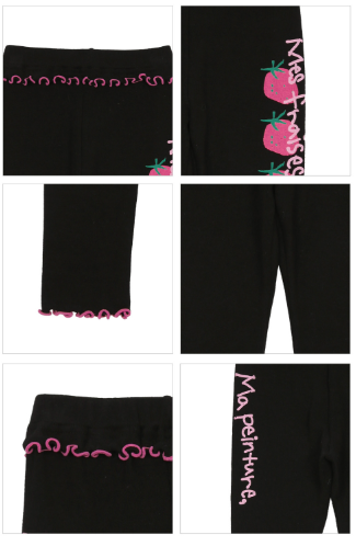 BEBEBEBE FALL Doodle heart strawberry frill leggings SET (BLACK)
