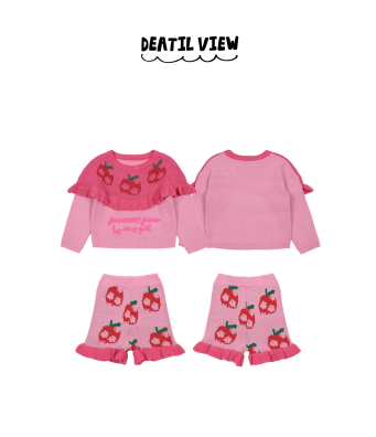 BEBEBEBE FALL Flower apple frill knit SET (PINK)