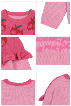BEBEBEBE FALL Flower apple frill knit SET (PINK)