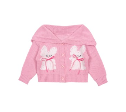 BEBEBEBE FALL Ribbon collar knit cardigan (PINK)