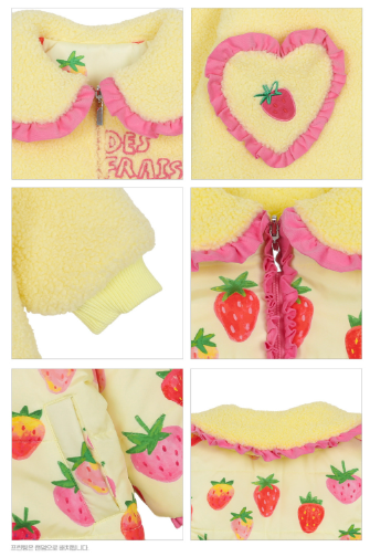 BEBEBEBE WINTER Strawberries collar frill reversible jacket