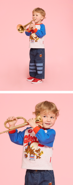 BEBE DE PINO Play bear baby tipping denim pants