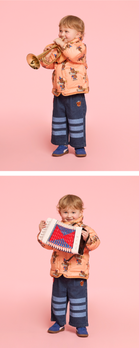 BEBE DE PINO Play bear baby tipping denim pants