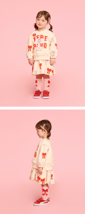 BEBE DE PINO All over puff ribbon baby layered dress