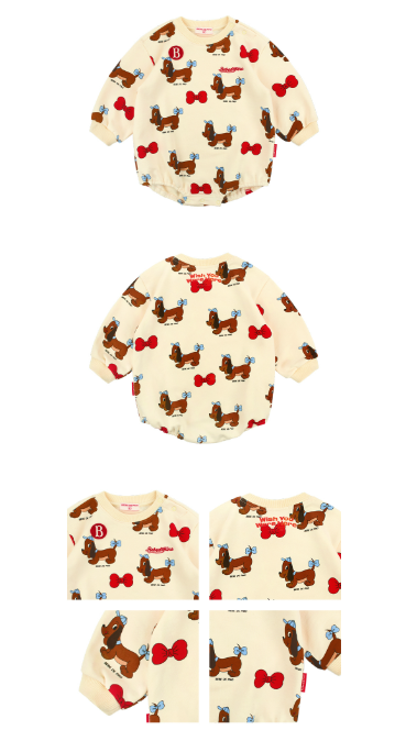 BEBE DE PINO All over grand dachund baby bodysuit