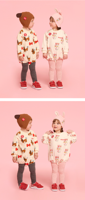 BEBE DE PINO All over twin bunny baby bodysuit set