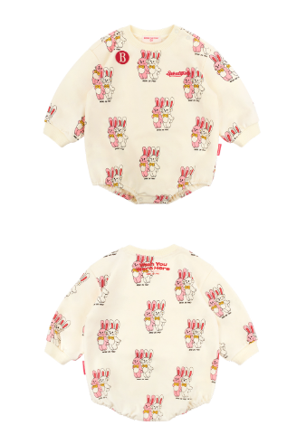 BEBE DE PINO All over twin bunny baby bodysuit set
