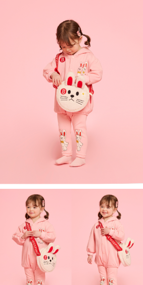 BEBE DE PINO Twin bunny baby loose fit hooded bodysuit