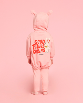 BEBE DE PINO Twin bunny baby loose fit hooded bodysuit