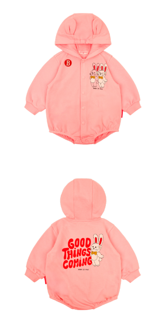 BEBE DE PINO Twin bunny baby loose fit hooded bodysuit