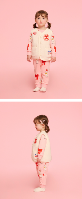 BEBE DE PINO All over ribbon bunny baby loungewear set