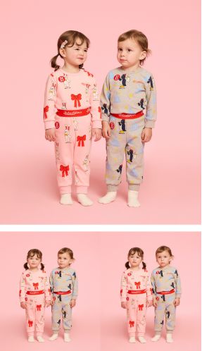 BEBE DE PINO All over ribbon bunny baby loungewear set