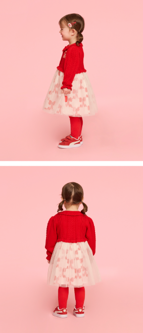 BEBE DE PINO All over puff ribbon baby tutu sweater dress