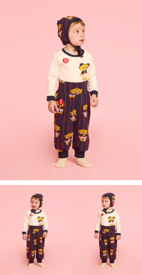 BEBE DE PINO All over twin bears baby suit set