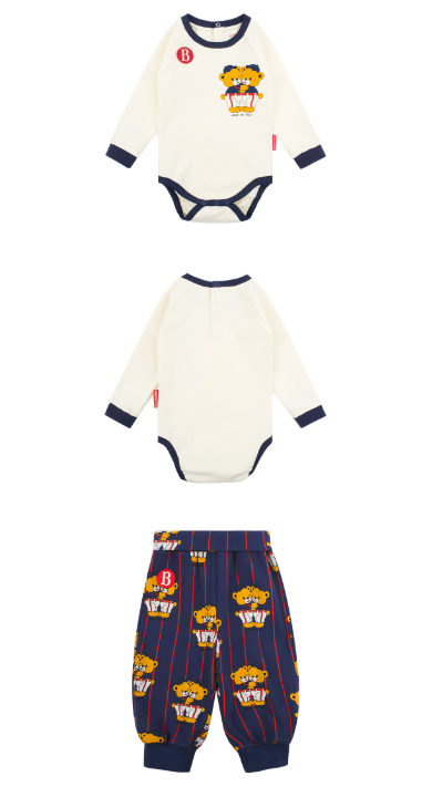 BEBE DE PINO All over twin bears baby suit set
